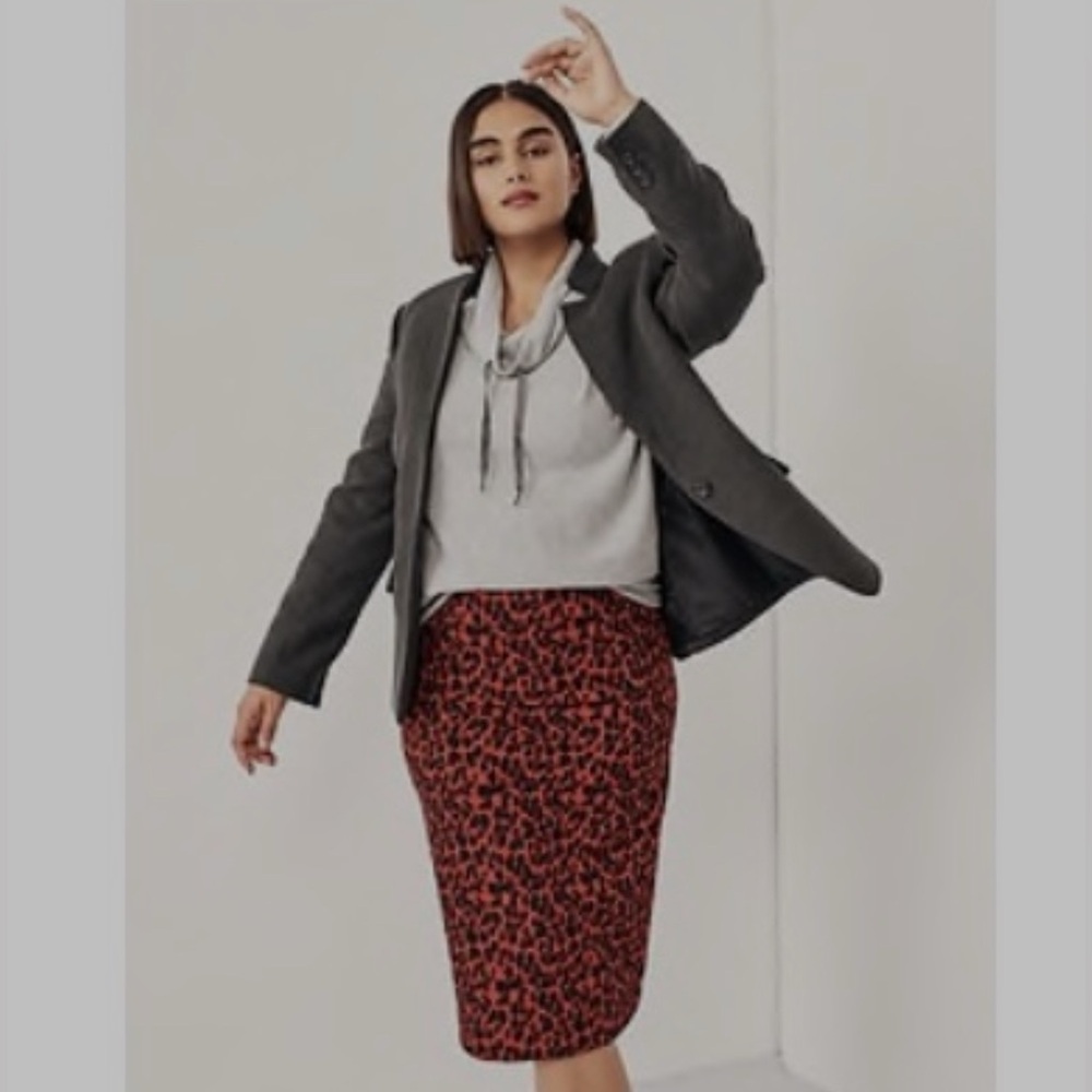 Banana Republic skirt red leopard print - size 16 Tall